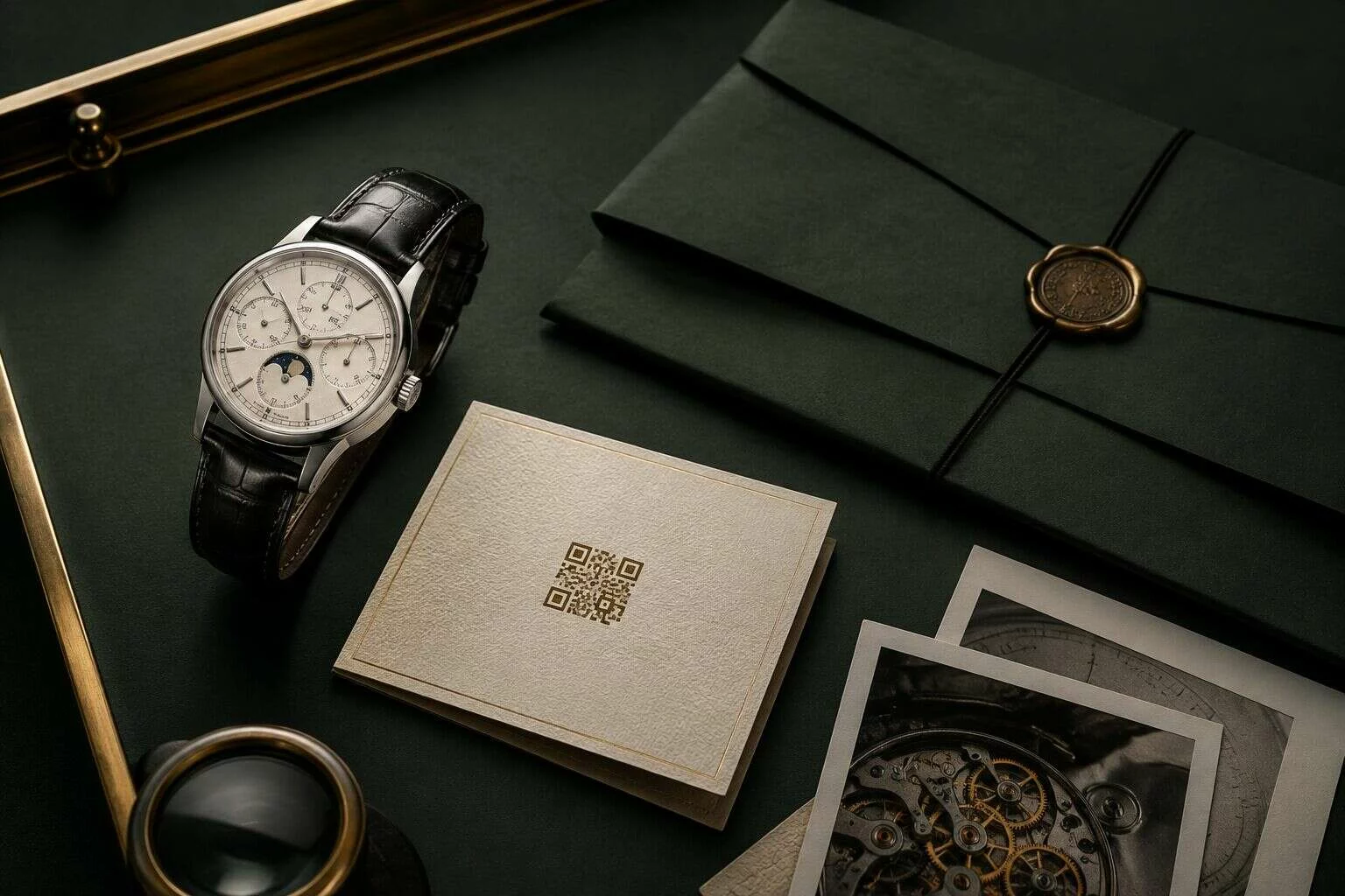 Montre mécanique accompagnée de son passeport numérique et de ses documents